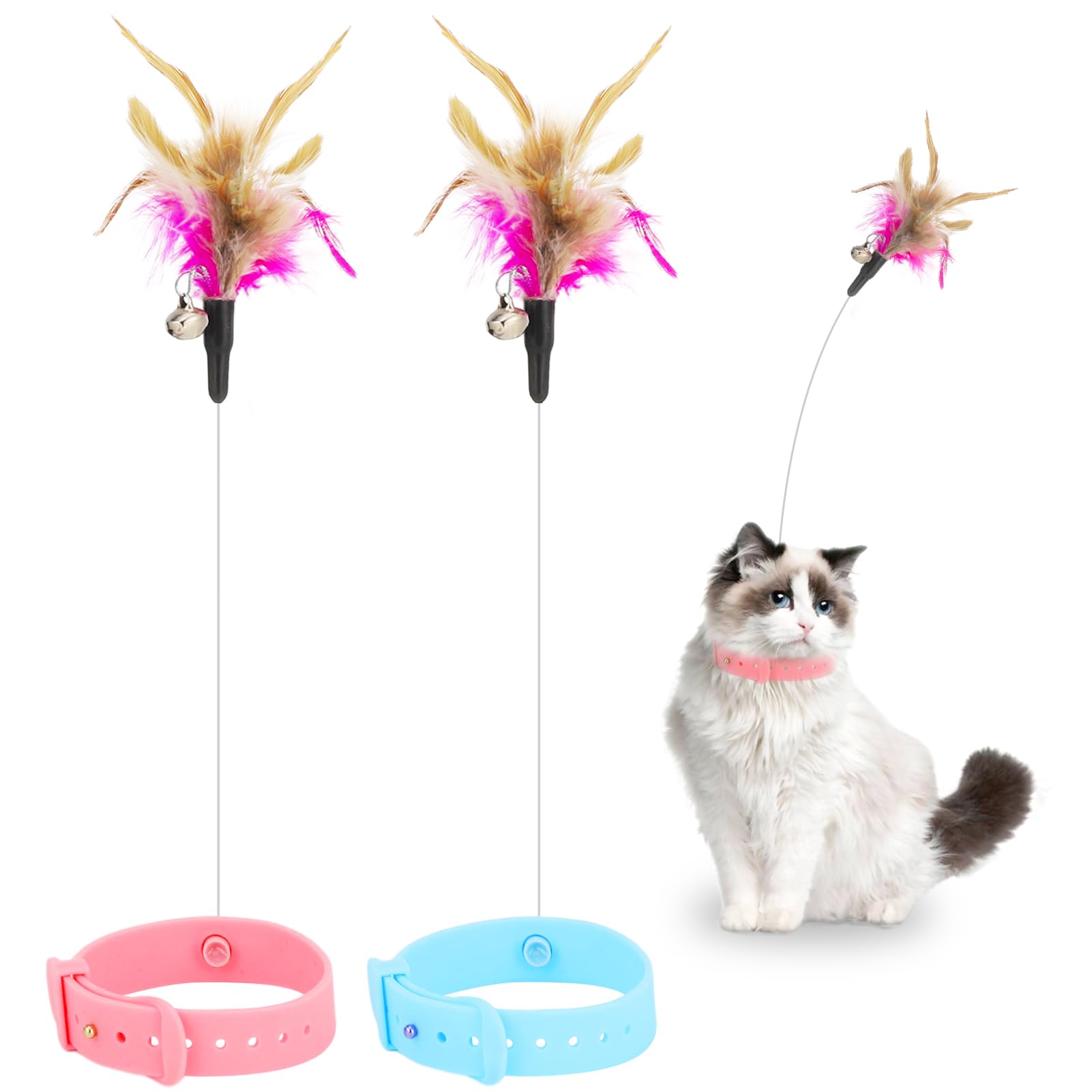 Amazon.co.jp: 猫じゃらし 2点セット 猫おもちゃ 猫の羽根首輪 鈴付き 