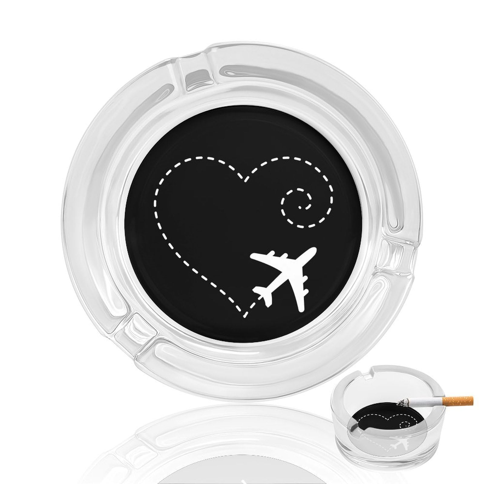 Nclqvjxzkhw Style Airplane Heart Glass Ashtray Round Ash Tray Smoking Trays For Home Garden Outdoor