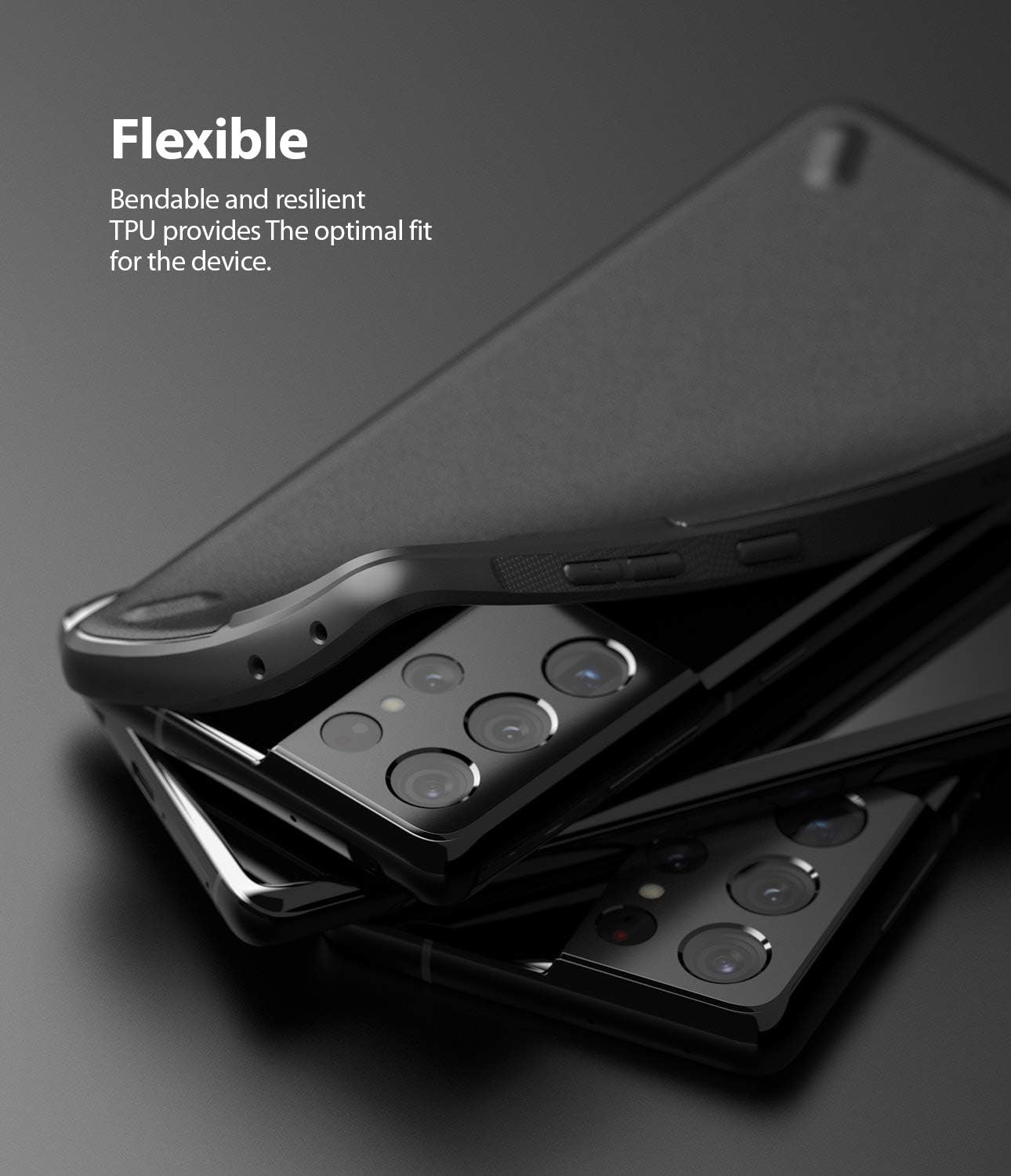 Ringke Onyx Compatible with Samsung Galaxy S21 Ultra Case Rugged Shockproof TPU Non-Slip Texture Frame Bumper Phone Cover for S21 Ultra 6.8-inch - Black