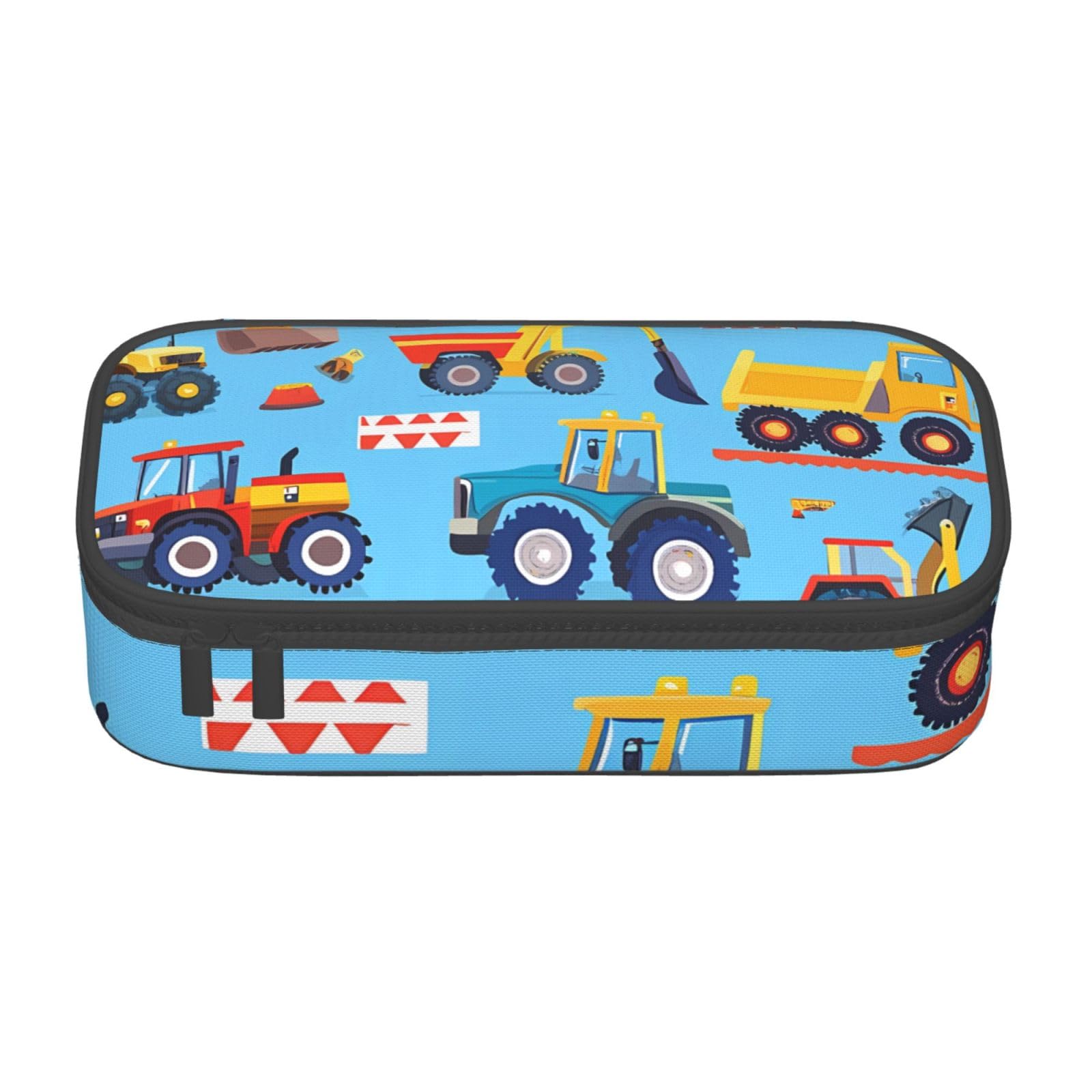 Mexpekil Cartoon Tractors Bulldozers Pencil Case for Girls Boys Pencil Bag Stationery Organiser with Compartments School Supply Bag for Students Office