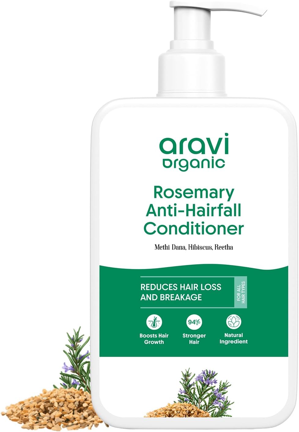Aravi Organic Rosemary Hair Growth Conditioner - Enriched with Rosemary, Methi Dana & Hibiscus - For All Hair Types - For Men & Women - Sulfate & Paraben Free - 200 ml