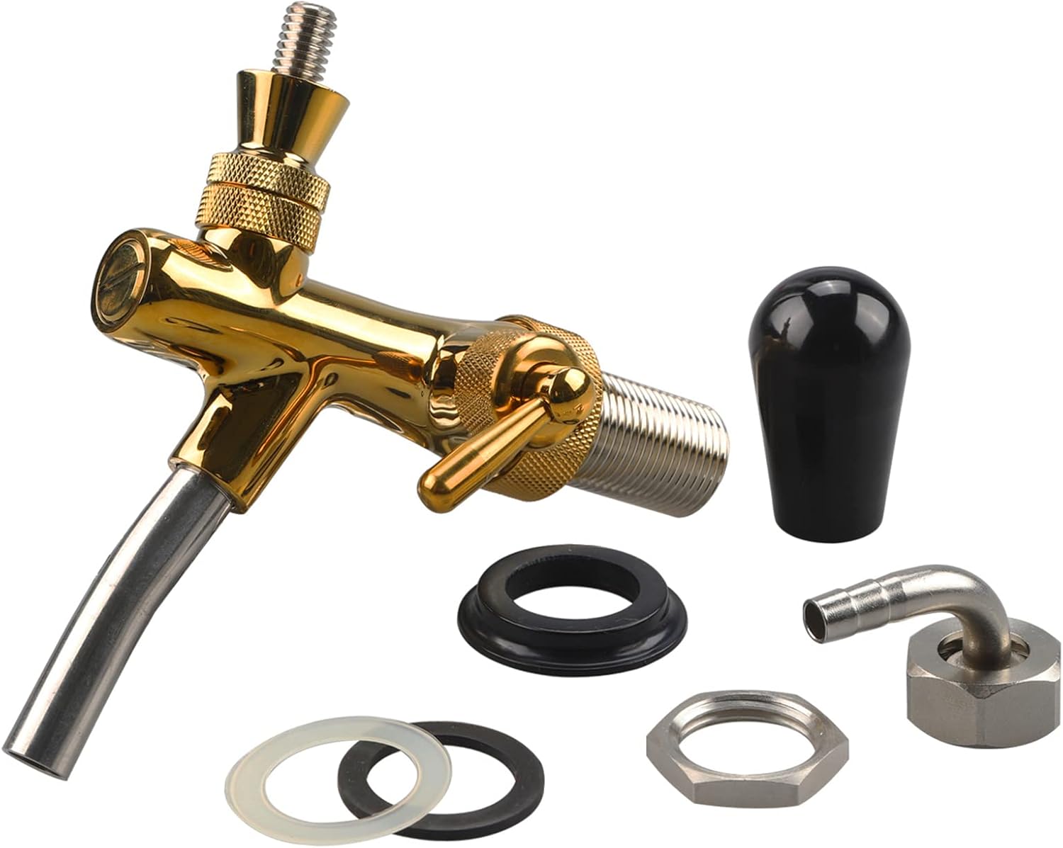 PERA Draft Beer Adjustable Faucet - Gold Flow Controller, Beer faucet, Keg Tap, Chrome Plating Shank G5/8 Tap for Home Brew