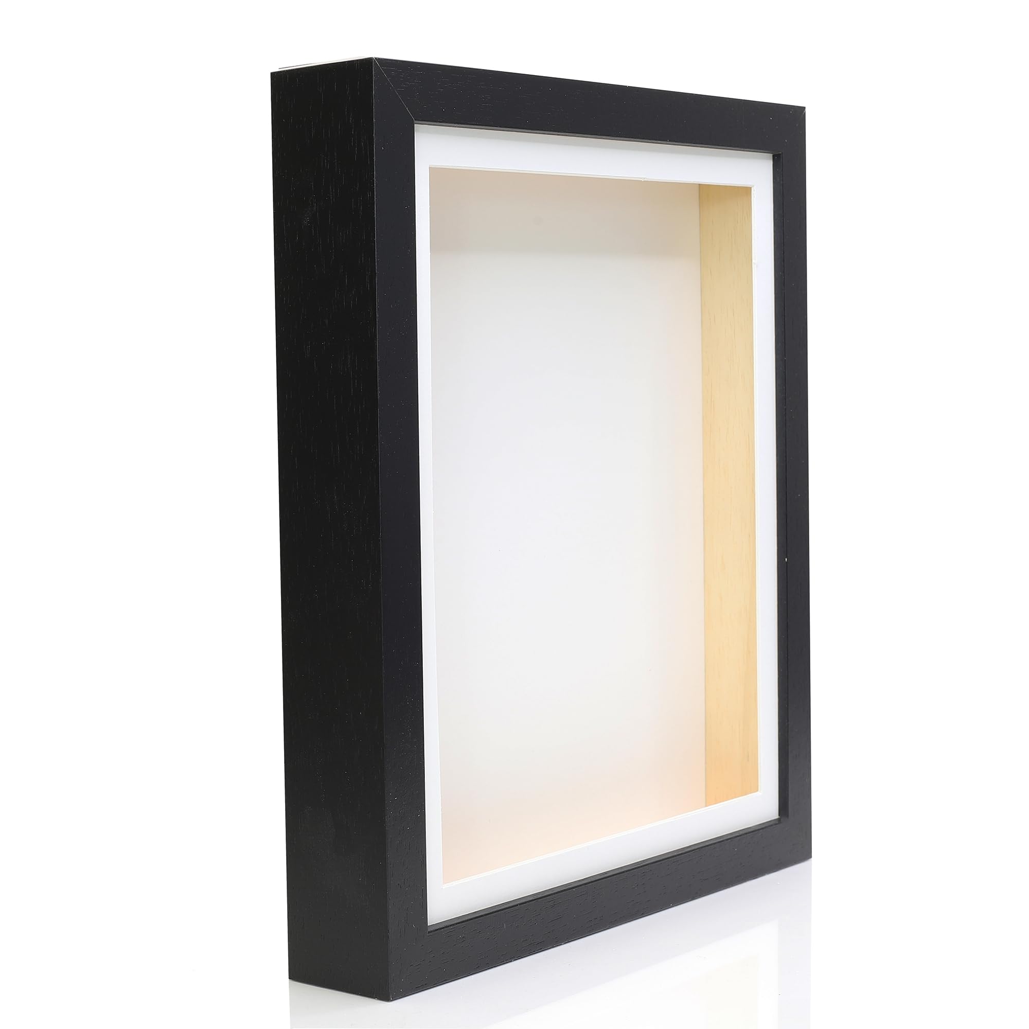 16x6 1.5 Inch (4cm) Extra Deep Wood 3D Deep Box Picture Frame Display Memory Box With White Mount For Medals Memorabilia Flowers etc
