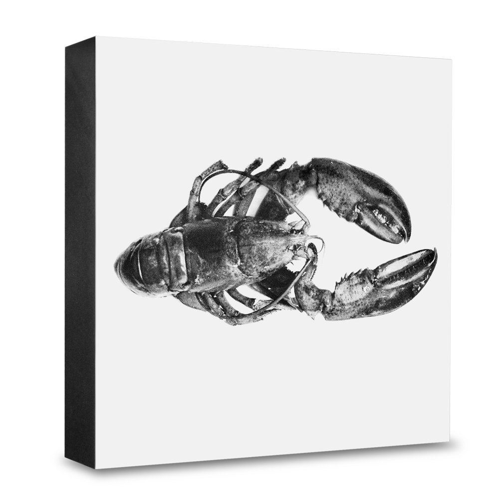 Bloc photo en bois 20x20 cm avec motif homard pour une décoration murale marine
