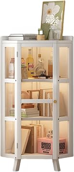 Corner Cabinet, Corner Shelf, Storage Cabinet, Triangle Storage, Floor Storage Cabinet, White Collection Shelf, Freestanding Display Cabinet, with Acrylic Door, Storage Furniture, Space