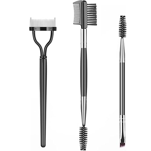 Eyebrow Brush Eyelash Separator Brow Comb & Lash Spoolie Professional Eye Makeup Tools (3 Pieces Set)