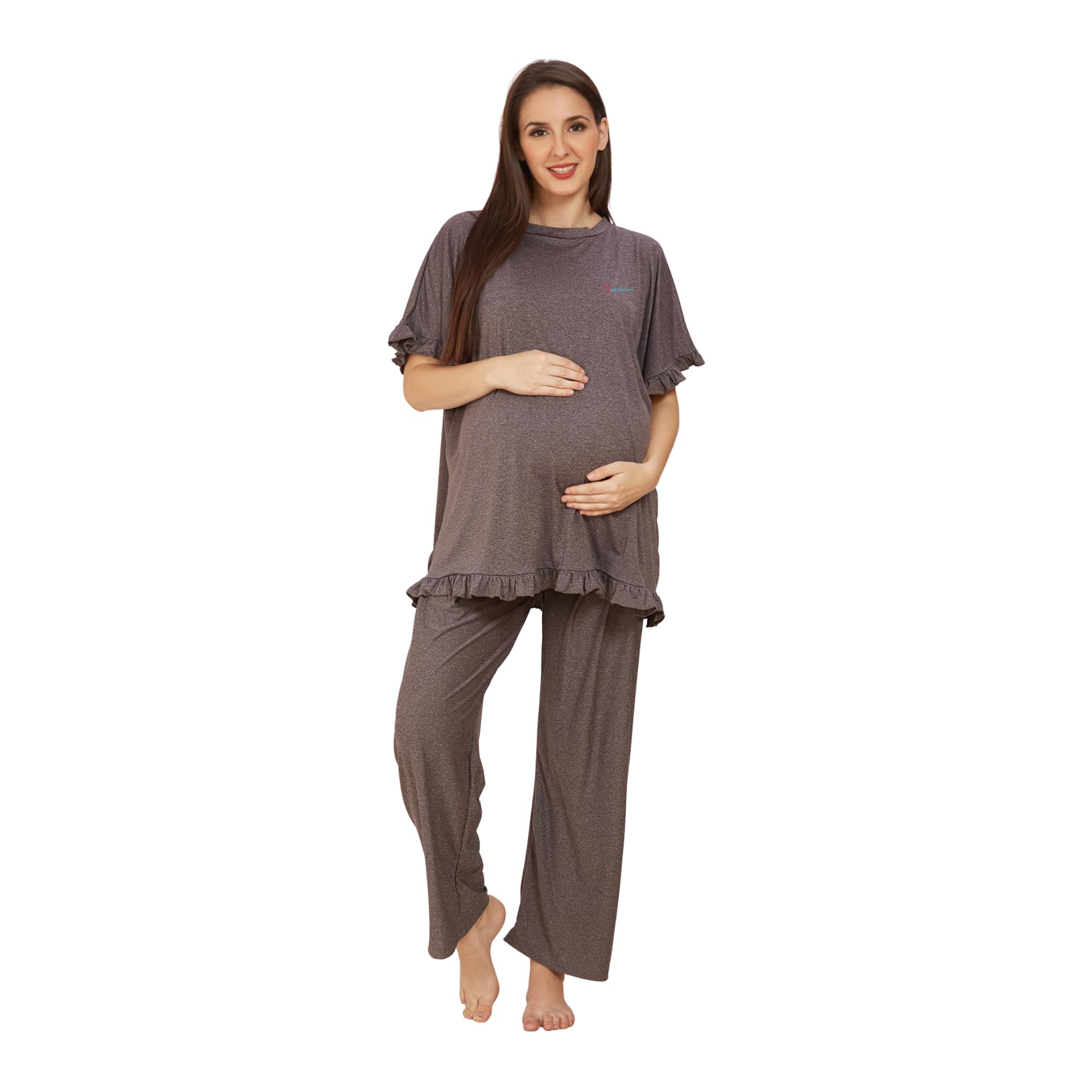 Dark Grey Cotton Maternity Shirt-picture-30
