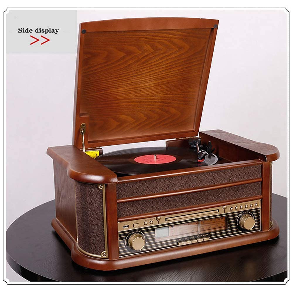 Player de Registro Turntable con Altavoces - Registros de Cassette de Radio Bluetooth/FM/CD Cassette/Vinyl LP Records/SD Card Reader/U Recorder de reproducción de Disco U kxtmm