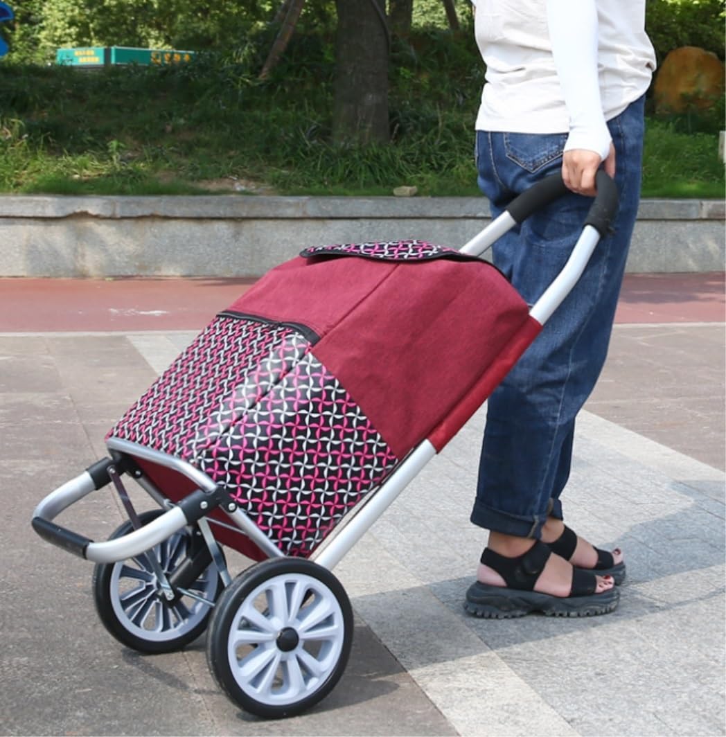 Carrito de la Compra, Carrito de Compras Plegable, Ligero, con Bolsa Gran Capacidad(A)