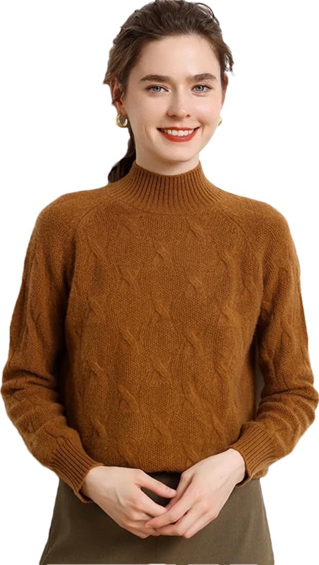 Suéter De Punto De Cachemira para Mujer, Jerséis, Jerséis De Invierno Más Gruesos, Cuello Simulado, Prendas De Punto Cálidas