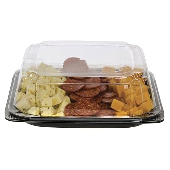 SABERT CORPORATION Ultra Stack Plastic Party Platter Base and Lid Combo - 12 Sq x 3 1/4 H