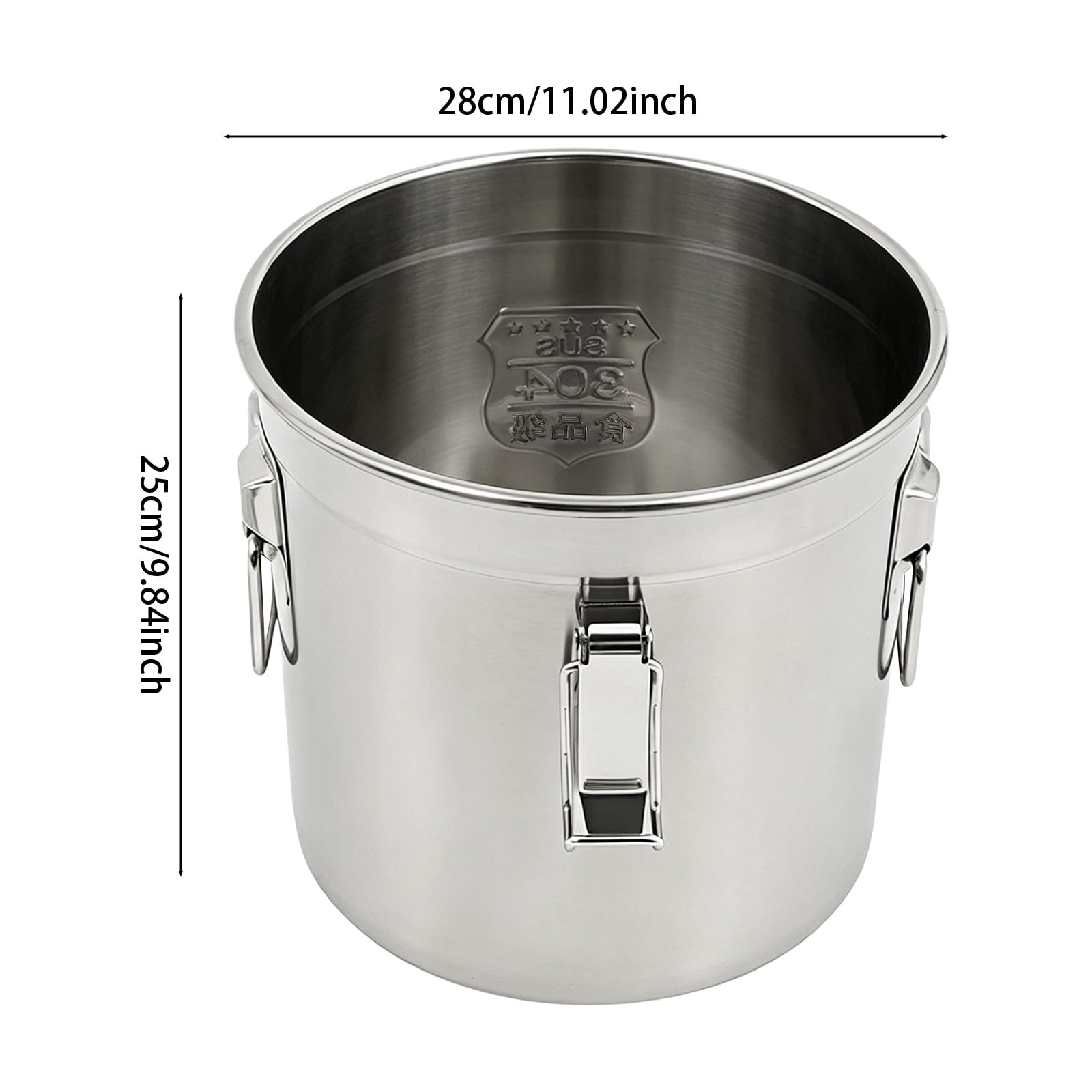 Contenitore per cereali in acciaio inox da 12 l, secchio alimentare | Bidone alimentare, secchio ermetico con coperchio, per conservare riso, farina e cereali
