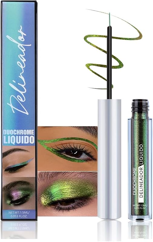 Chameleon Eyeliner Eyeshadow,Deep Green to Olive Shifting Waterproof Eyeliner, Long Lasting High Pigment Glitter Shifting Eyeshadow Eye Makeup, Lridescent Eye liner for Women & Girls 06#