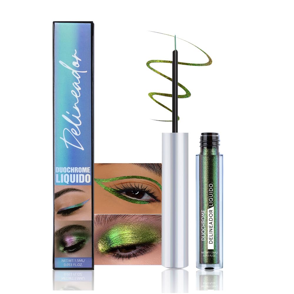 Hxssll Chameleon Eyeliner Eyeshadow,Deep Green to Olive Shifting Waterproof Eyeliner, Long Lasting High Pigment Glitter Shifting Eyeshadow Eye Makeup,