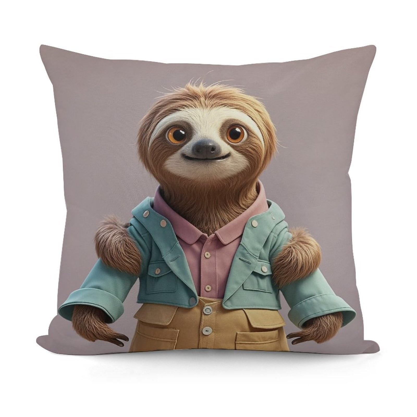 FekiLoot Sloth Throw Pillow Cover Cozy Plush Cushion Case Soft Decorative Pillow Cover Square Cushion Covers Modern Pillowcase for Sofa Living Room Couch Bed Home Decor 18x18 Inch