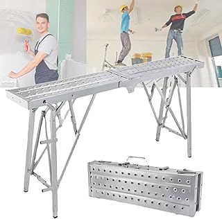 Folding Scaffolding Multipurpose Work Platform Scaffold Tower Ladder Stool Work Bench for Home Improvement, Washing Vehicles, Maintenance Work,140cm (180cm)