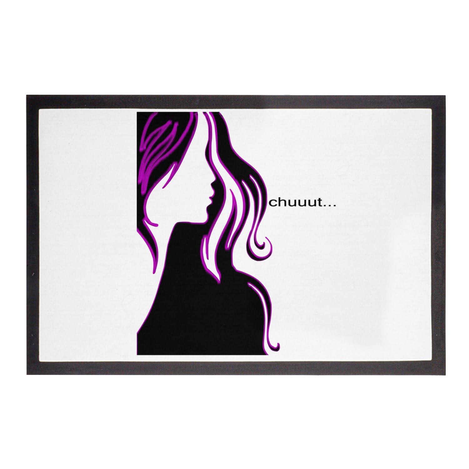 Paillasson dessin femme noir et violet pour entrée moderne