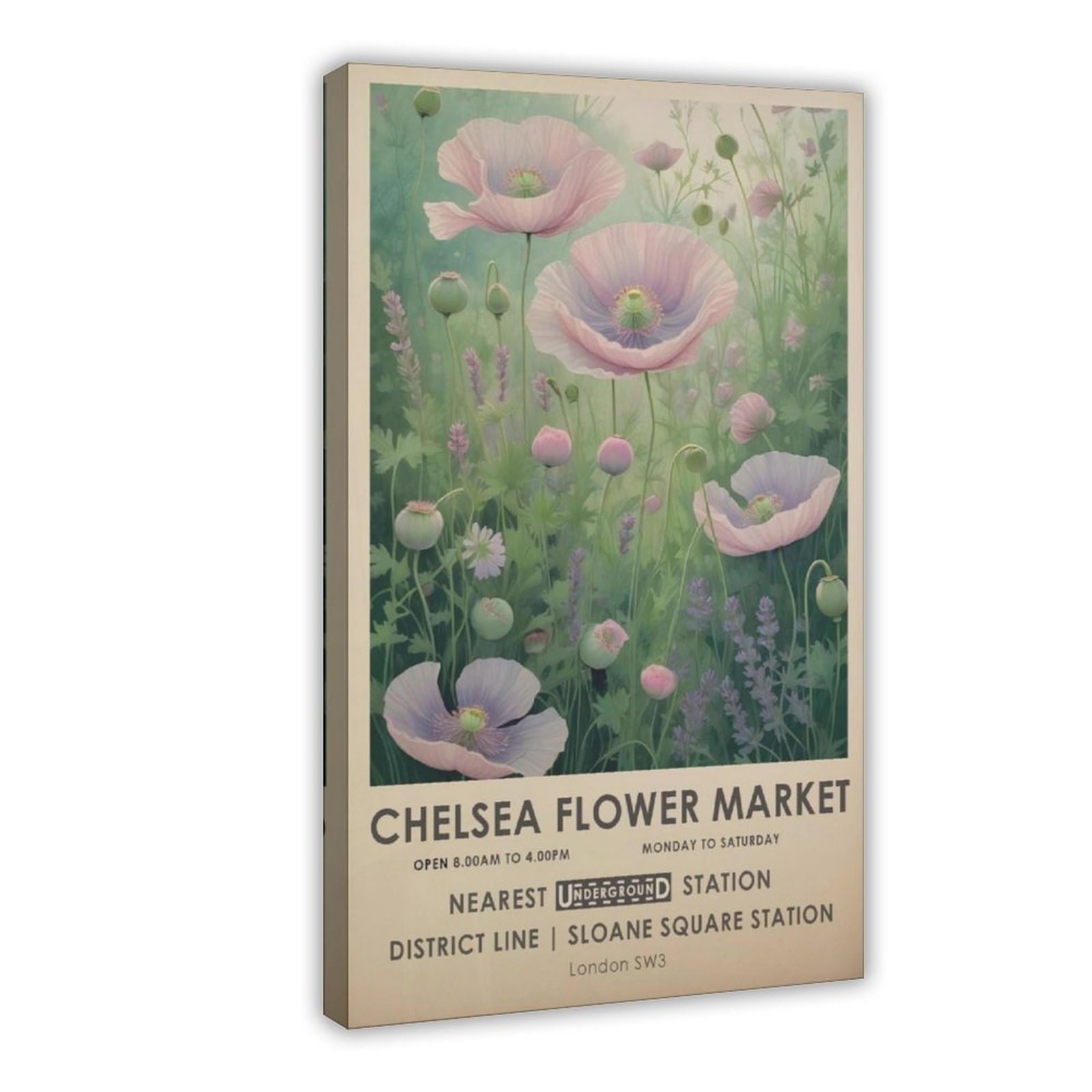 Chelsea Flower Market, Pink Vintage Floral (2) Canvas Poster Bedroom Decor Landscape Office Room Decor Gift 12x18inch(30x45cm)