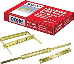 Dohe - Gold Metal Fasteners for Binding (50 pcs.) - With Tab and Pin - Office Supplies