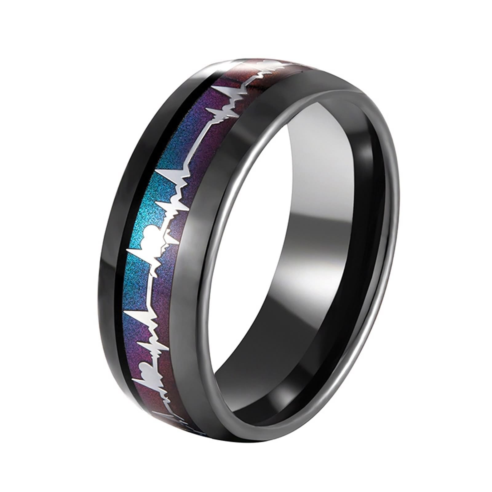 Pierścień, Anillo de Promesa para Hombre Elektrokardiogram 8 mm Pierścionki Biżuteria Mężczyźni Wolfram