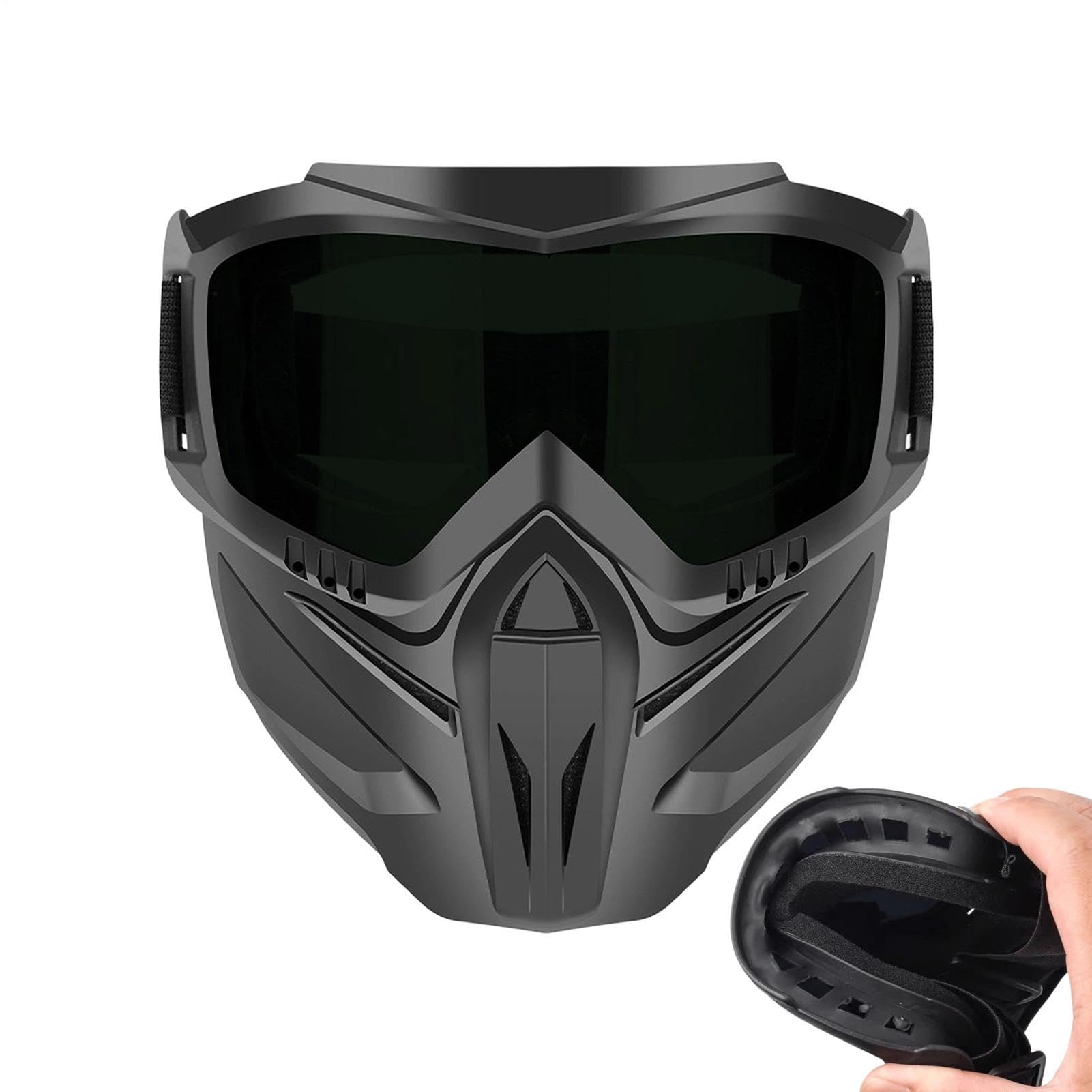 Motorcycle Face Cover Anti Fog,with Detachable Goggles Windproof Outdoor Shield | 2 in 1 Adjustable Face Protection Cover | for Men Cycling Work Welding
