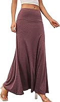 SEAFORM Women's Flowy Maxi Skirt Stretchy Ultra Soft High Waist Casual Long Skirt for Lounge Formal Wear