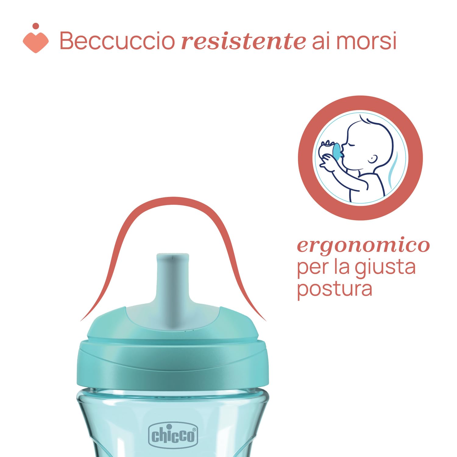 Chicco Advanced Cup Bicchiere Plastica Antigoccia 266 ml con Cannuccia, Beccuccio Ergonomico e Valvola, senza BPA, Azzurro