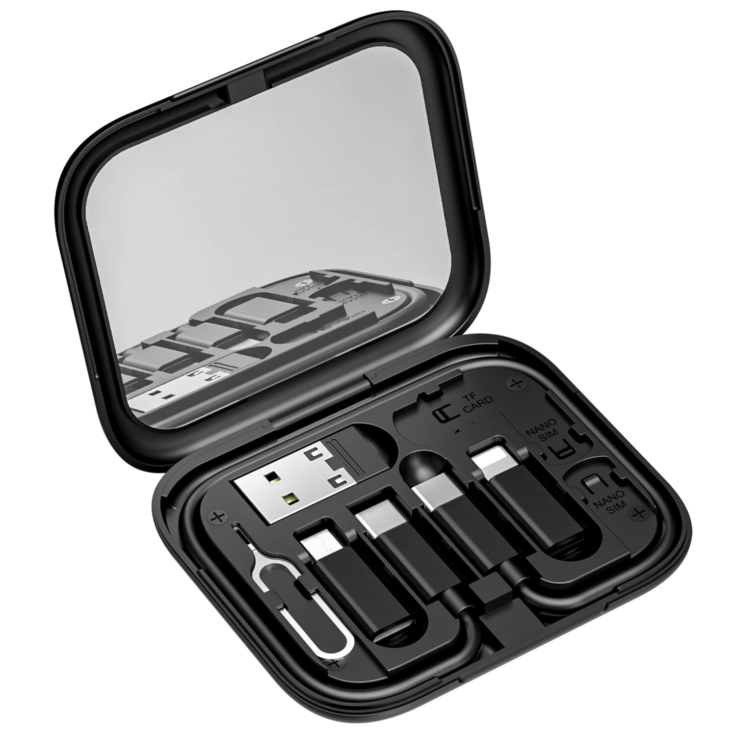 sicotool Travel Charging Cable Set Compact,Multiway Charging Adapter Kit, Travel Usb Slots,60W Charging Adapter Kit, Type C Cable And Lightening/Usb A/Mirco Adapter for iPhone Galaxy iPad and More