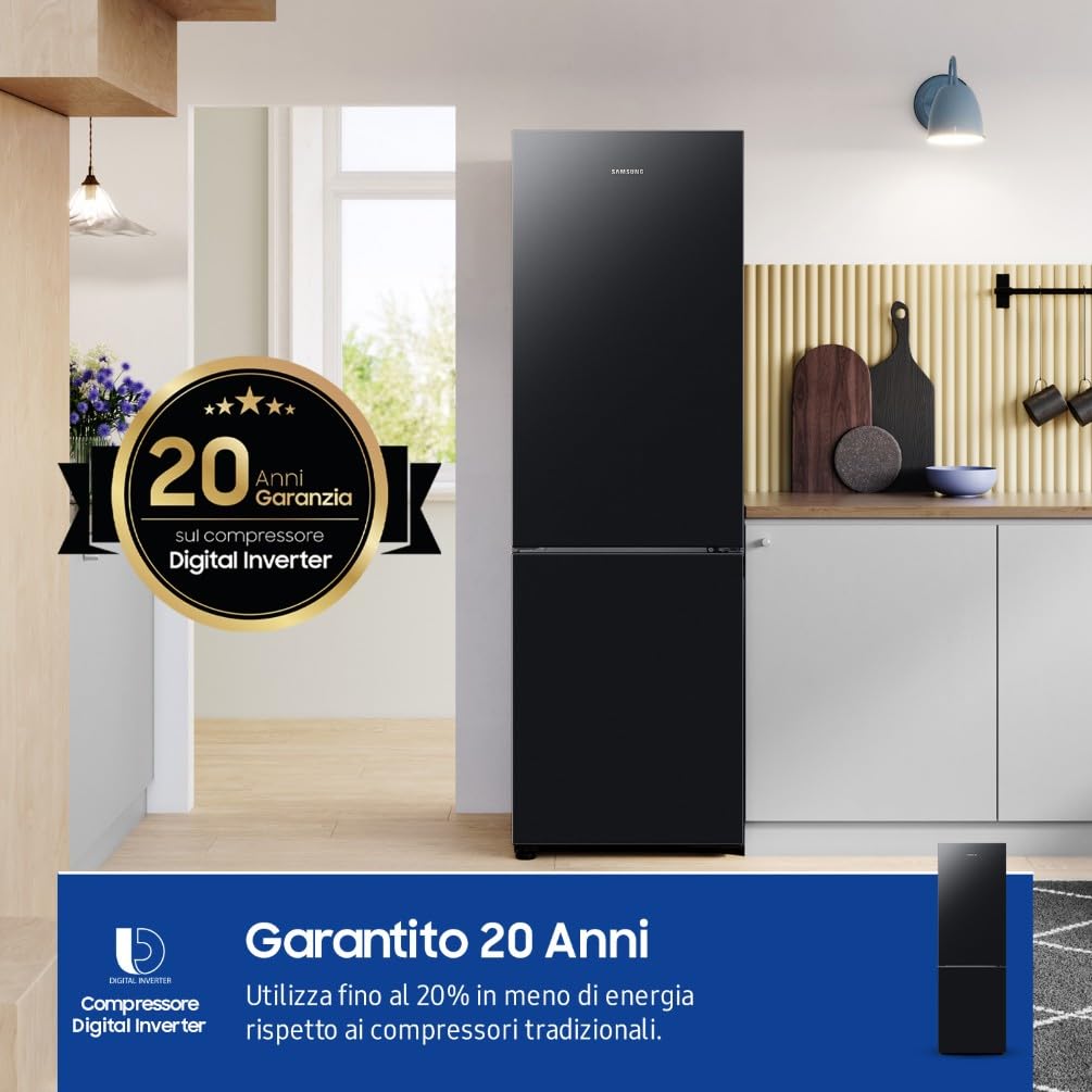 Samsung EcoFlex Frigorifero Combinato RB33B612EBN/EF, Wifi, All-Around Cooling, Space Max, Total No Frost, 344 L, LxAxP: 59,5 x 185,3 x 65,8 cm, New Empire Black