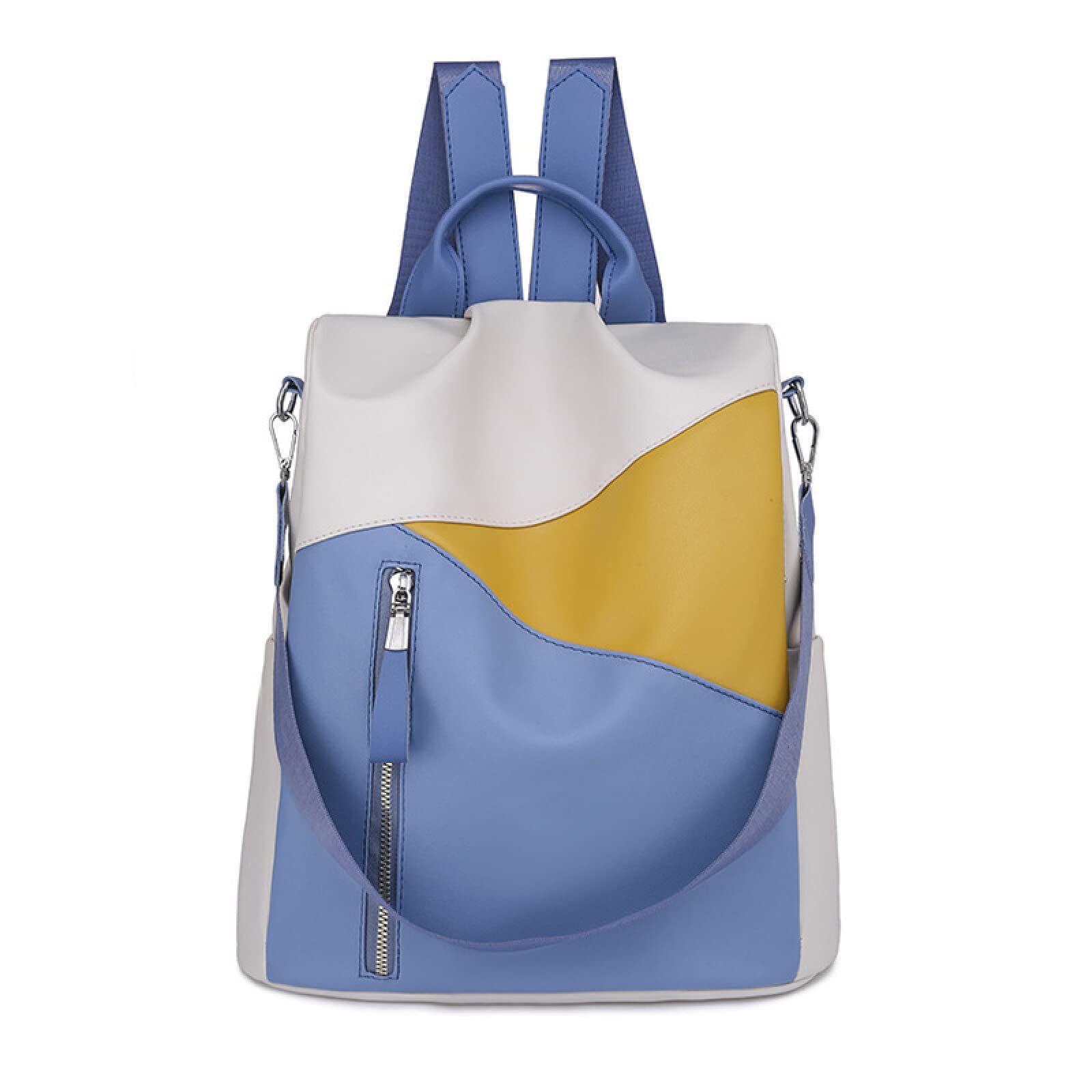 Bolso de mujer 2022 Bolso de mujer coreano Mochila Bolso de Boston de tendencia transfronteriza, Color amarillo, blanco y azul a juego, 30 * 11 * 31 CM