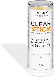 Clear Stick Protetor Solar Bastão Transparente FPS70 FPUVA50 12g - Pink Cheeks