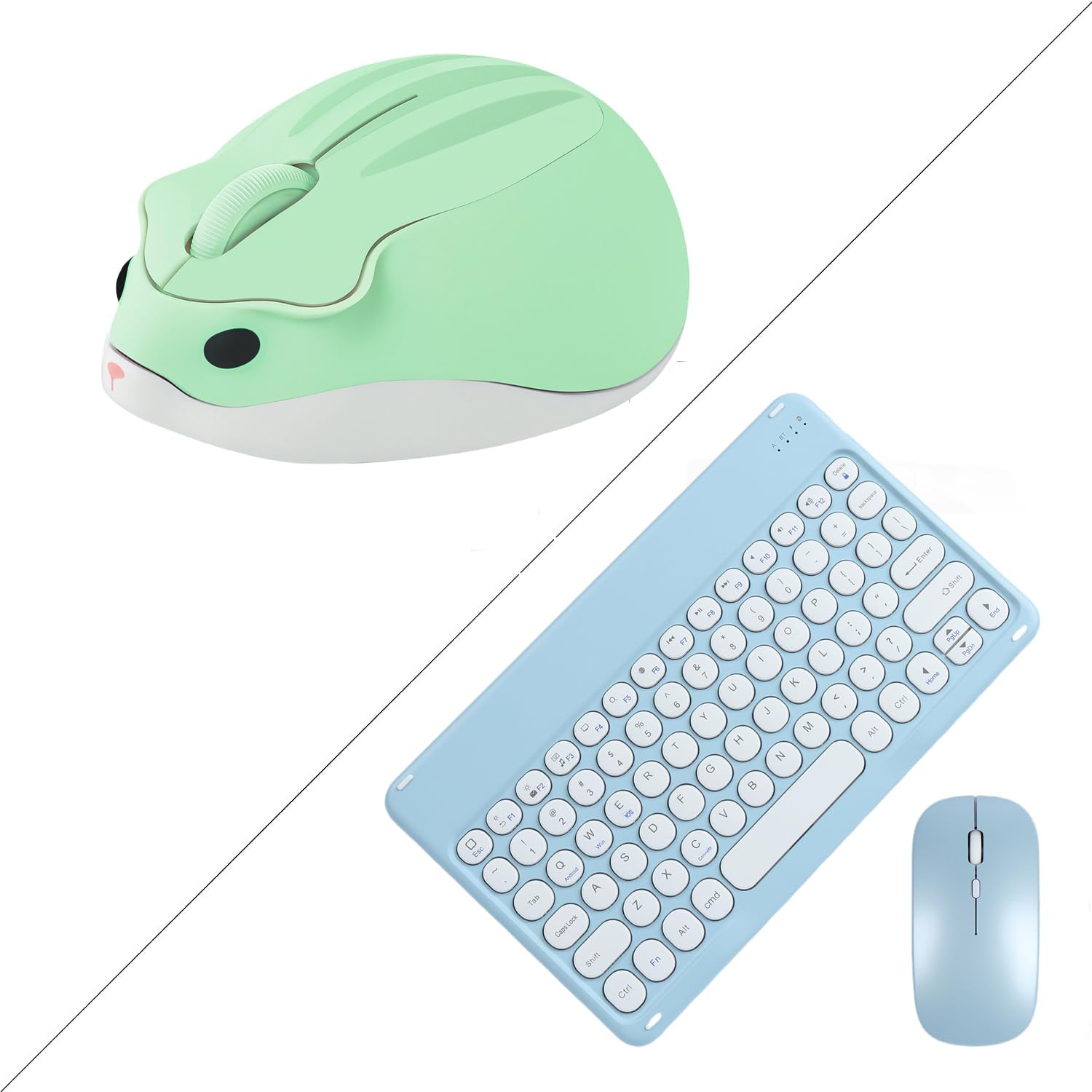 Wireless Bluetooth Keyboard and Mouse Combo for iPhone iPad Mac MacBook Pro Laptop Android Phone Samsung Tablet,Wireless Mouse Cute Hamster Shape Silent Quiet Click Portable Mobile Fun Travel