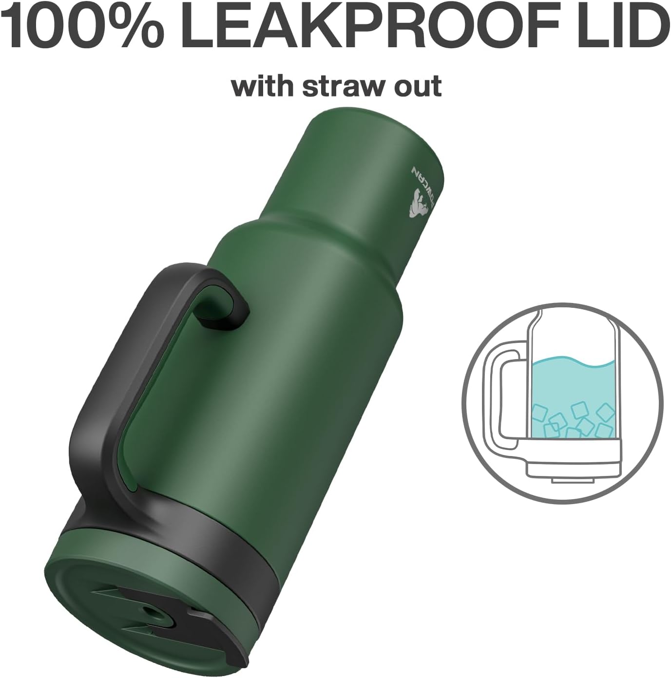 POWCAN 50 oz Tumbler with Handle, 2-in-1 Straw and Sip Lid, Leakproof, Dishwasher Safe, Insulated Stainless Steel Travel Coffee Mug, Keeps Cold for 34 Hours, Fits in Car Cup Holder (Forest) - Image 4