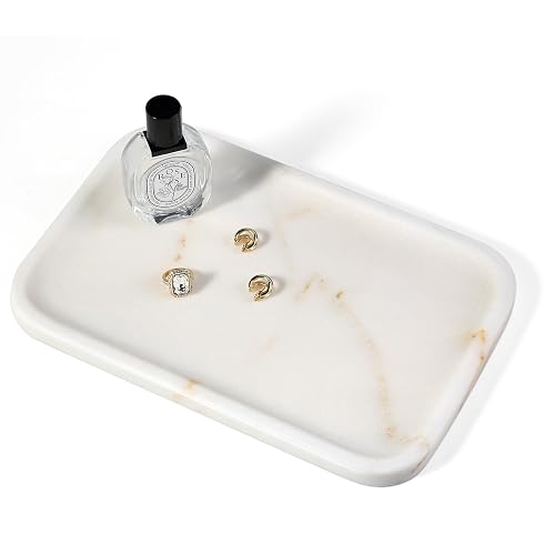 Koville Marble Tray, 12"x8" Natural Marble Vanity Tray for Countertop