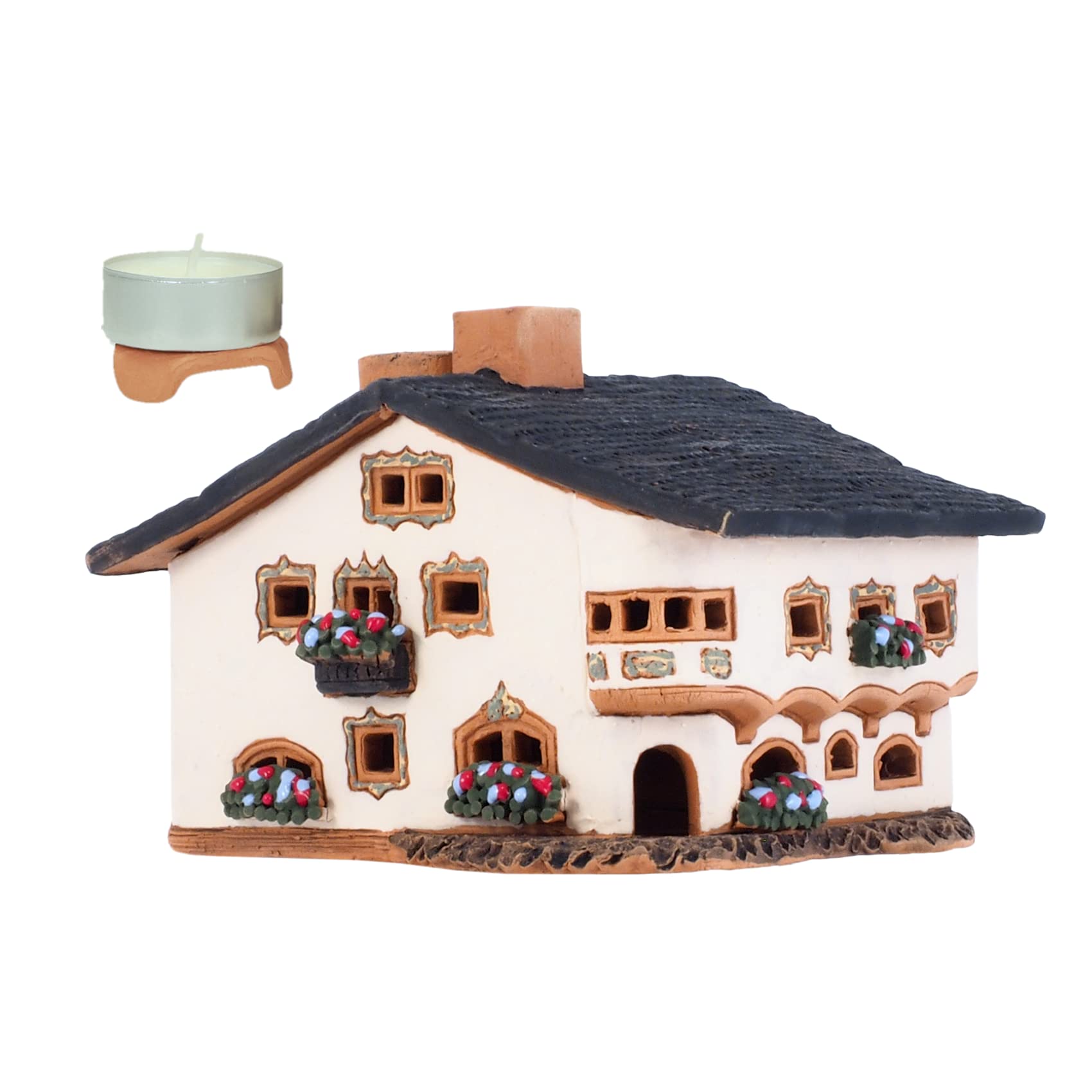 Ceramiczny domek świetlny, rękodzieło, miniaturowa artystyczna skrzynka na biżuterię w Seefeld, Austrii, A237AR
