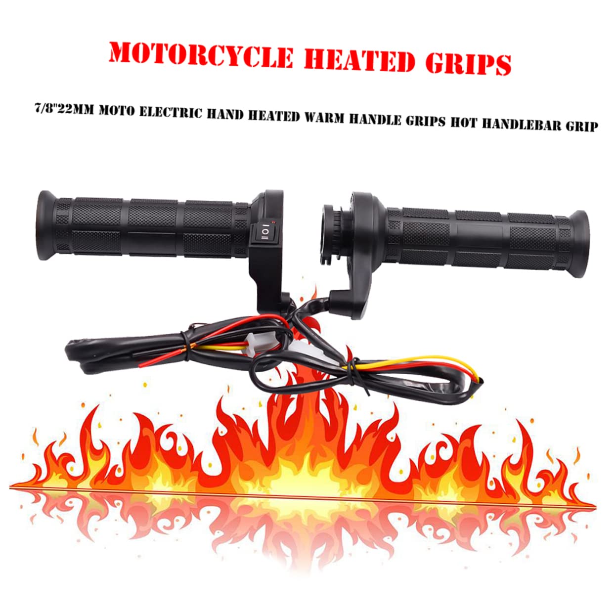 Puños Calefactables Eléctricos para Manillar de Moto 12v Negro