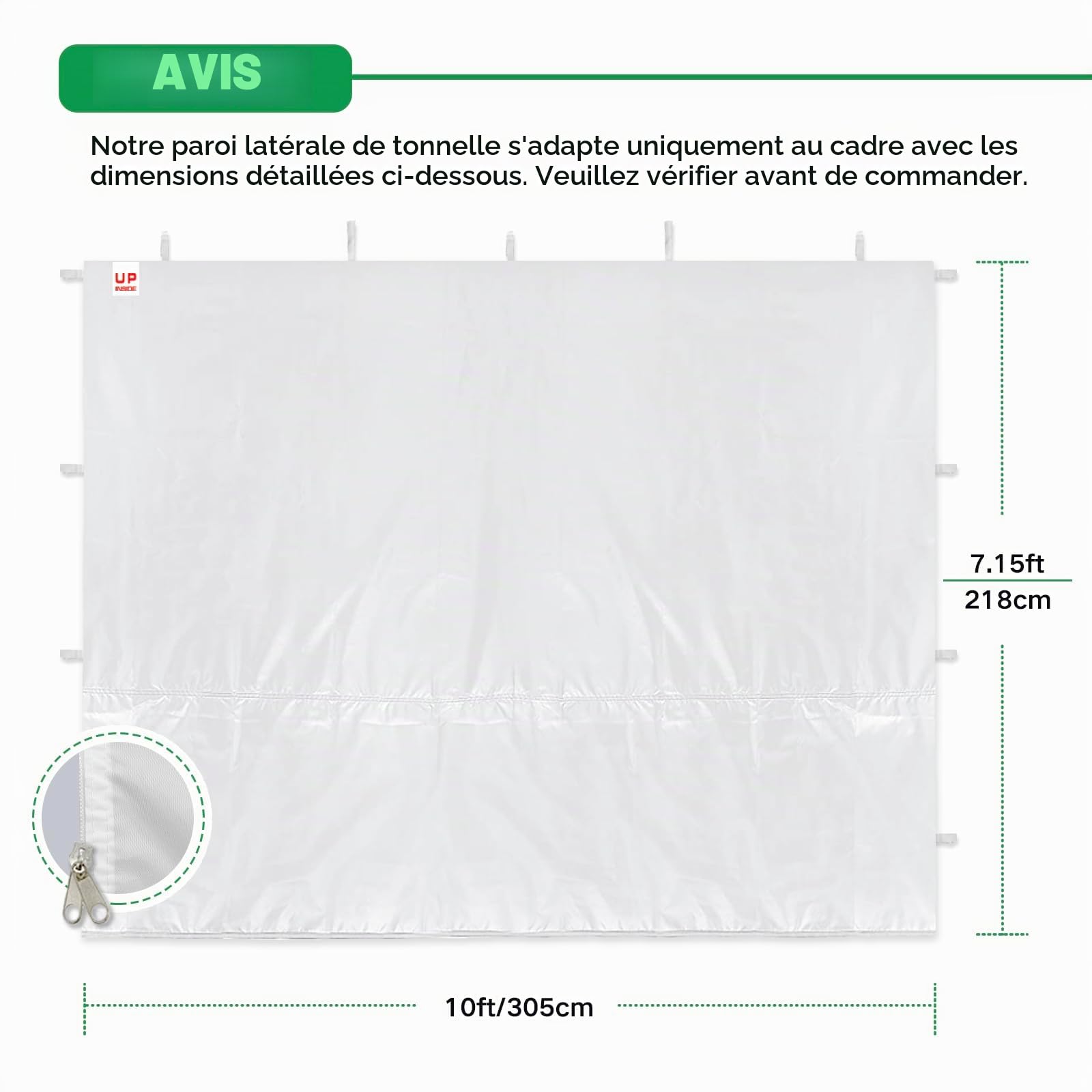 Lot de 4 parois latérales pour tonnelle, imperméable, 3 x 3 m, parois latérales pour tonnelle, 99% de Protection UV, Seulement 4 (Blanc, 3m*3m)