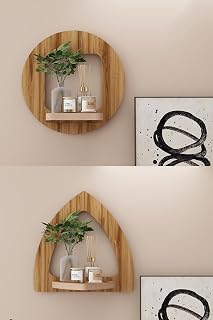 Ahşap Dekoratif Duvar Rafı 2 li Set (MTS-296)