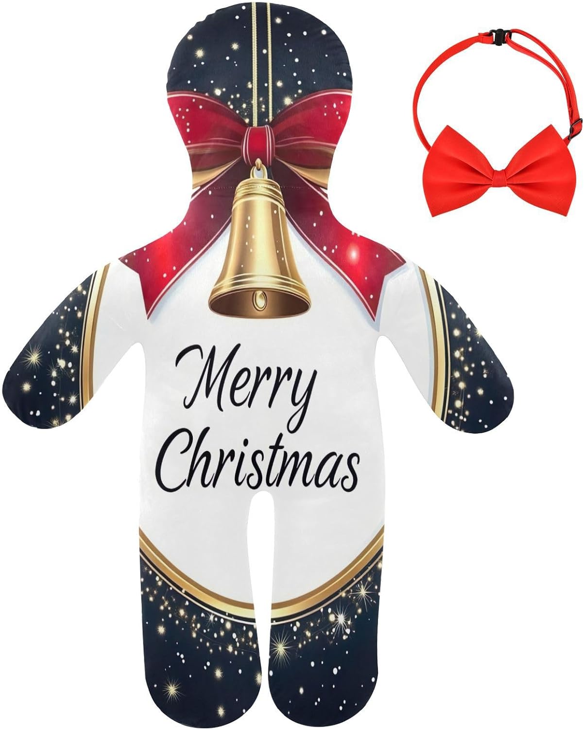 Jingling Bell Human-Shaped Pillow Soft Body Pillows Washable Velvet Pillows for Anxiety Relief Sleeping Cuddling & Support
