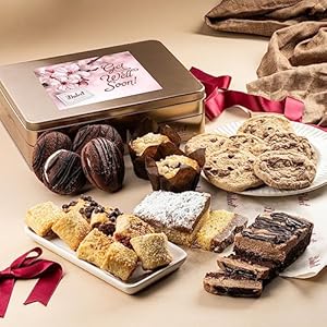 Get Well Baked Goods Gift Box – Luxurious Bakery Dessert Tin with Whoopie Pies, Muffins, Cookies, Crumb Cake, Pastry for Him, Her