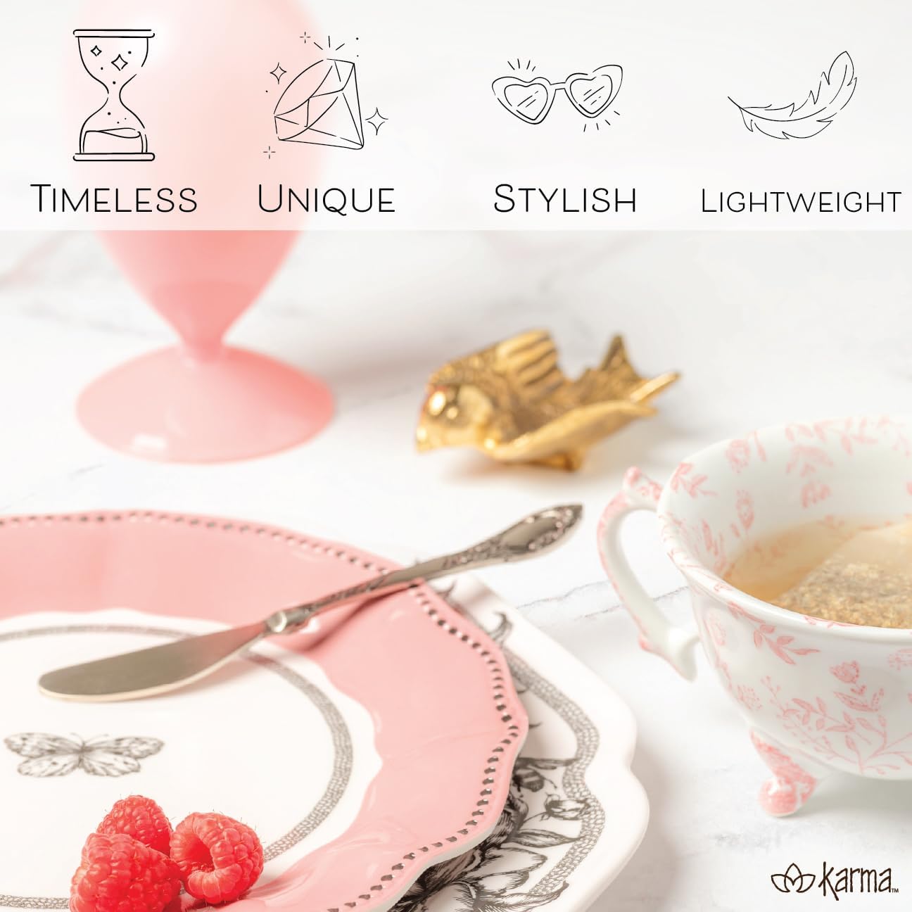 Karma, 4-piece Stainless Steel Butter Spreader Cheese Knife Set, Vintage Spreader Set, Giftable Butter Knives Set, Bread Knife Set, Gold