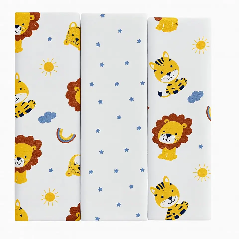 Kit 3 Cueiros Bebê 100% Algodão 80x50cm – Macio, Confortável, Estampado – Ideal Para Recém-Nascido, Enxoval e Presente Infantil