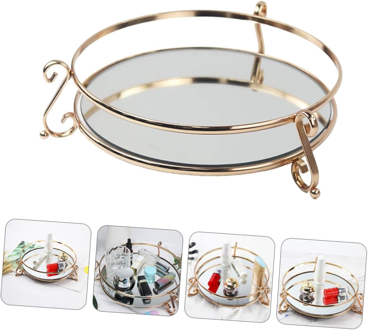 Garneck 1pc Creative Mirror Tray for Makeup Storage Holder Decorative Organizer for Vanity for Wedding Office and Home Use