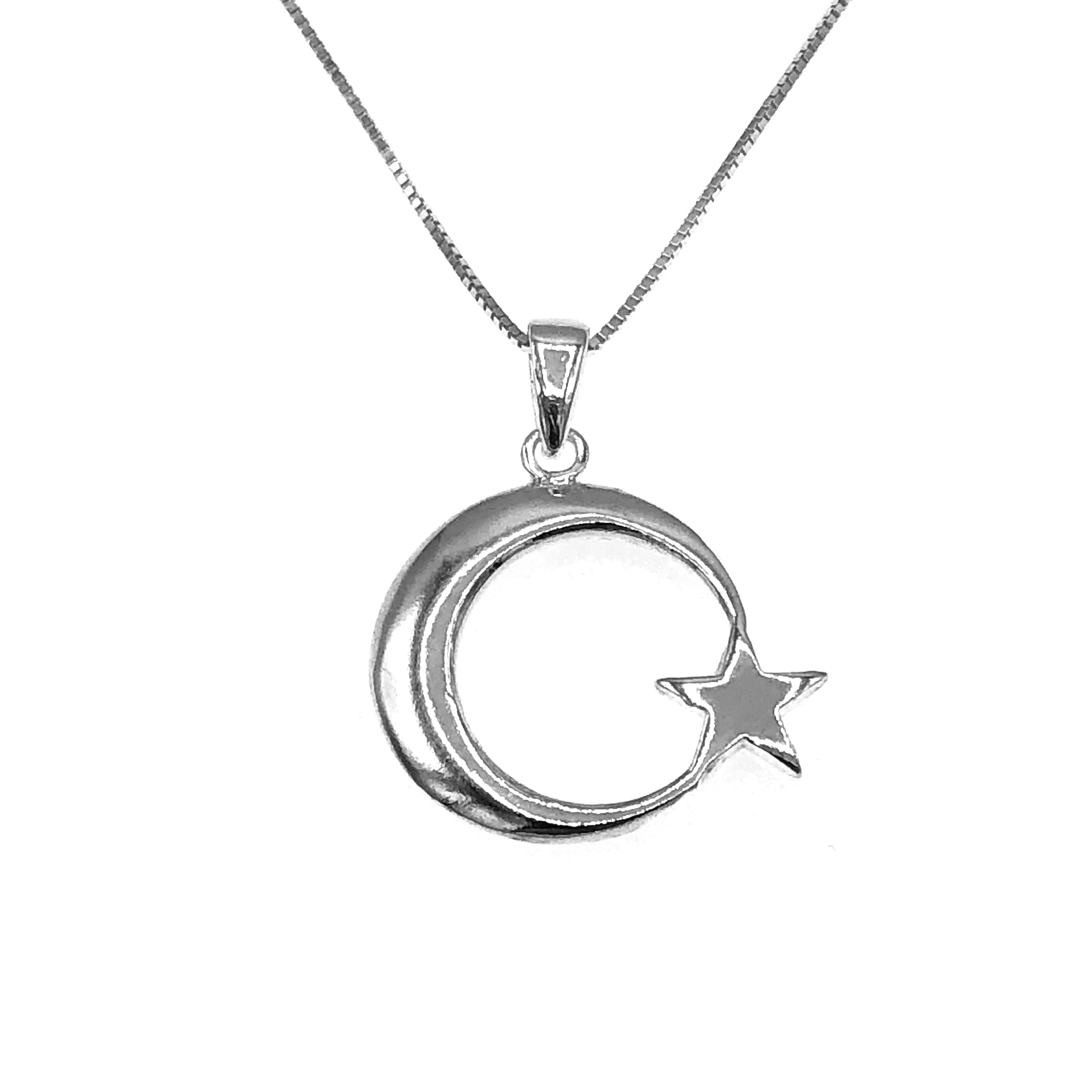 925 Sterling Silber Anhänger Ay Yildiz Türkei Flagge Bayrak/Panzerkette & Veneziakette/Unisex / 070