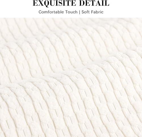 Miniatura 2 de Lacette Paquete de 2 fundas de almohada decorativas de 20 x 20 pulgadas, fundas de cojín cuadradas de pana a rayas suaves, fundas rústicas para