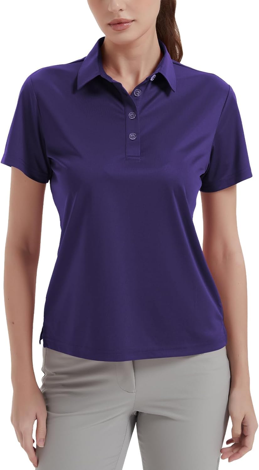 Women's Polo Shirts UPF 50+ Casual Work Quick Dry 4 Buttons Short Sleeve Collared Golf Shirt XS-4XL