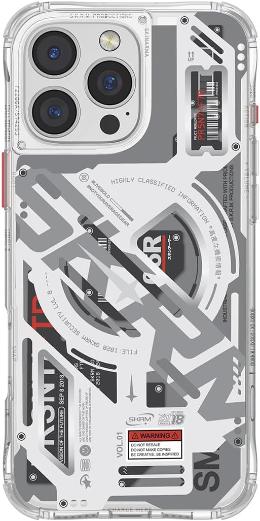 EKHO Mag-Charge iPhone 16 Pro CLEAR Semi-clear protective case featuring EHKO's unique layered machine-esque aesthetic that hides a magnetic ring module designed for wireless charging