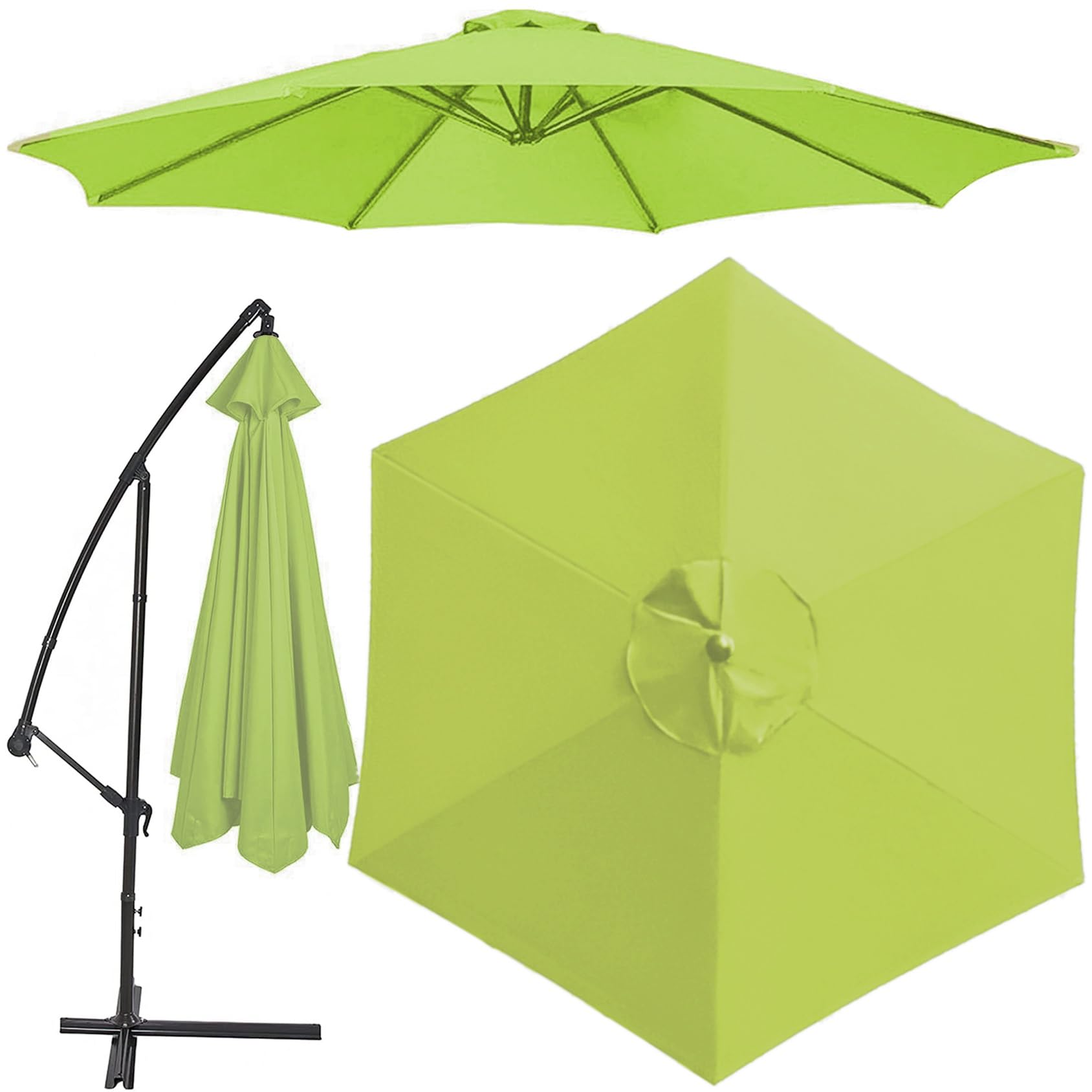 Replacement 8 Arms 6 Arms Sun Umbrella Cloth 6.5'/8.8'/9.8' (200cm/270cm/300cm) Parasol Replacement Canopy Replacement Parasol Fabric Cover For Garden Umbrella(Color:Grass Green,Size:2.7 m(8.8ft)-6 Ar
