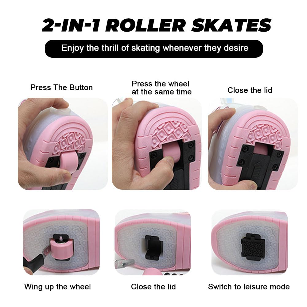 ENEN Zapatos con Ruedas, Zapatillas con Dos Ruedas para Niños y Niña Zapatillas con Ruedas Skateboarding Zapatos Bambas (2 Ruedas 27-43 EU)