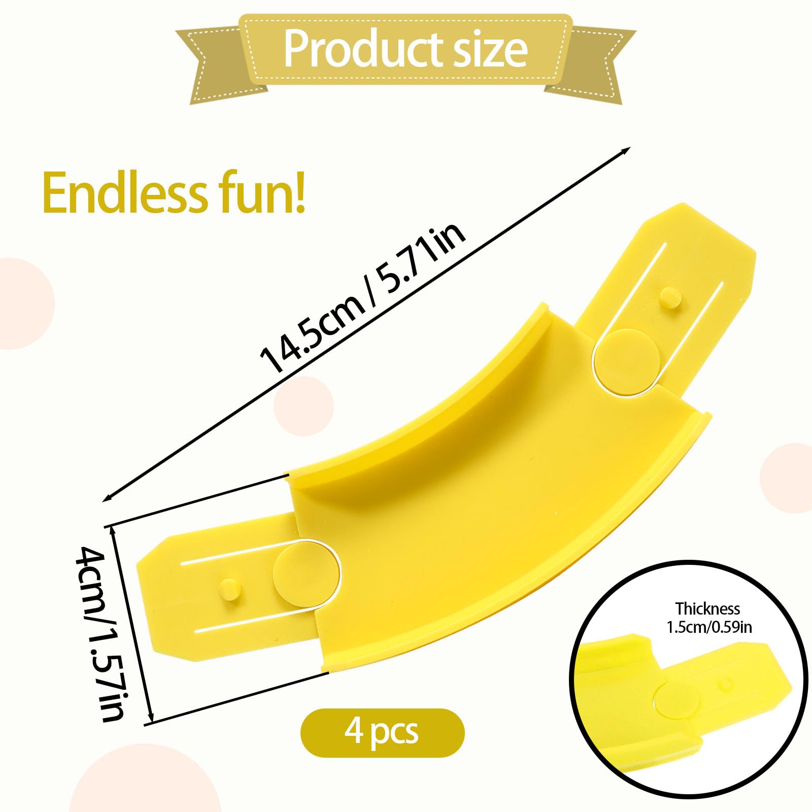4pcs Turn Track Pieces for Hot Wheels 45 Degree Curved Race Track Connectors for Toy Car Racetrack Builder Corners Components Parts Set Compatible with Hot Wheels (Yellow) - Image 2